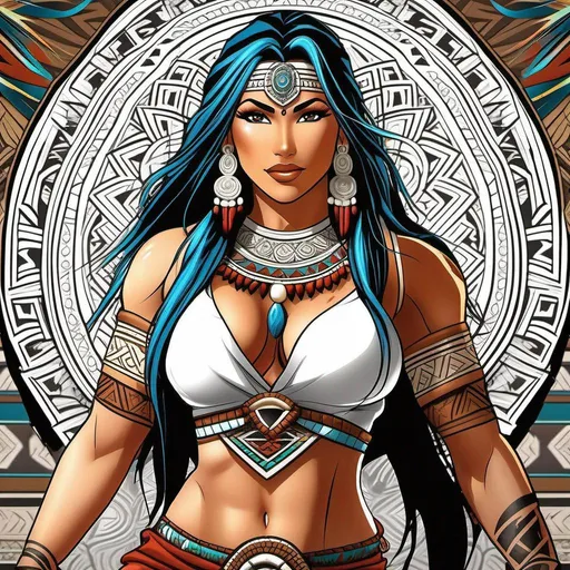 young native america Mayan goddess, busty, long whit... | OpenArt