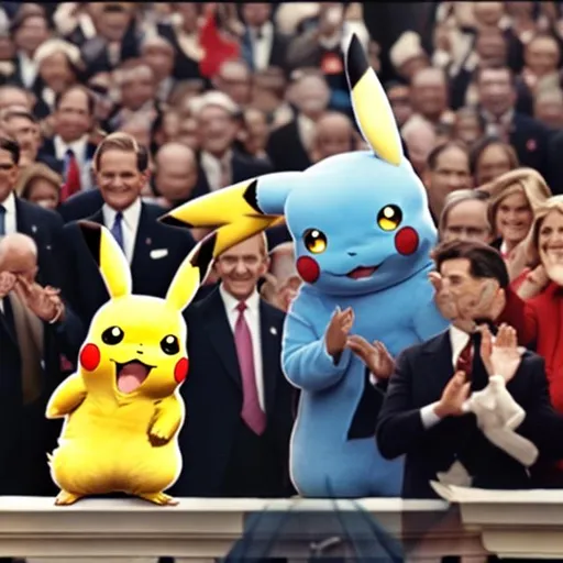 Prompt: Pikachu being inaugurated as the President of the United States.