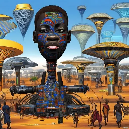 Prompt: african futurism technology