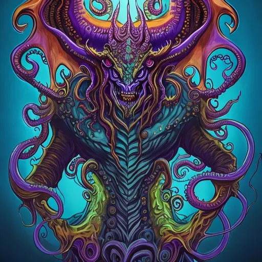 lovecraftian style colourful demon king behemoth | OpenArt