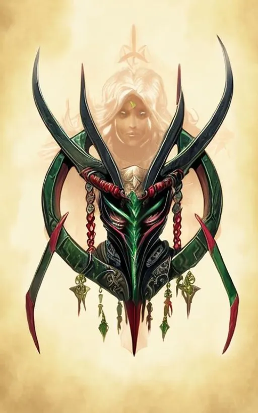 Prompt: red and green female daedra elder scrolls art