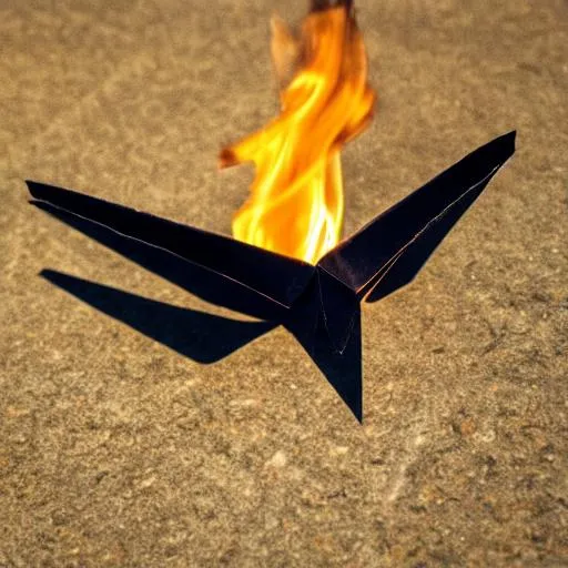 Prompt: A paper airplane on fire

