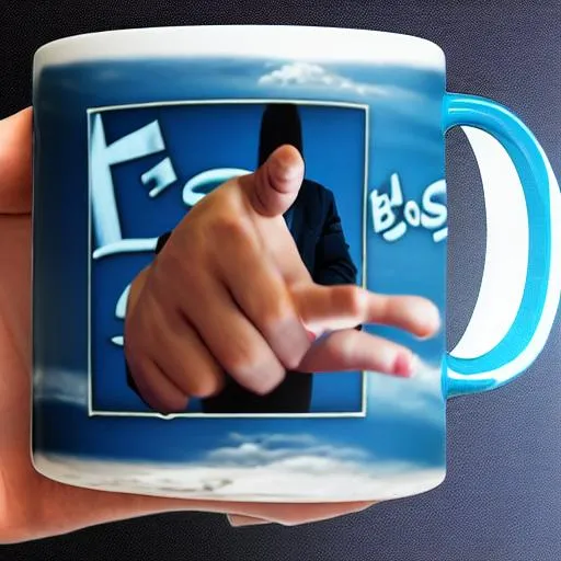 Prompt: hand holding a mug that says "best boss" ultra realistic HD no blur best quality masterpiece