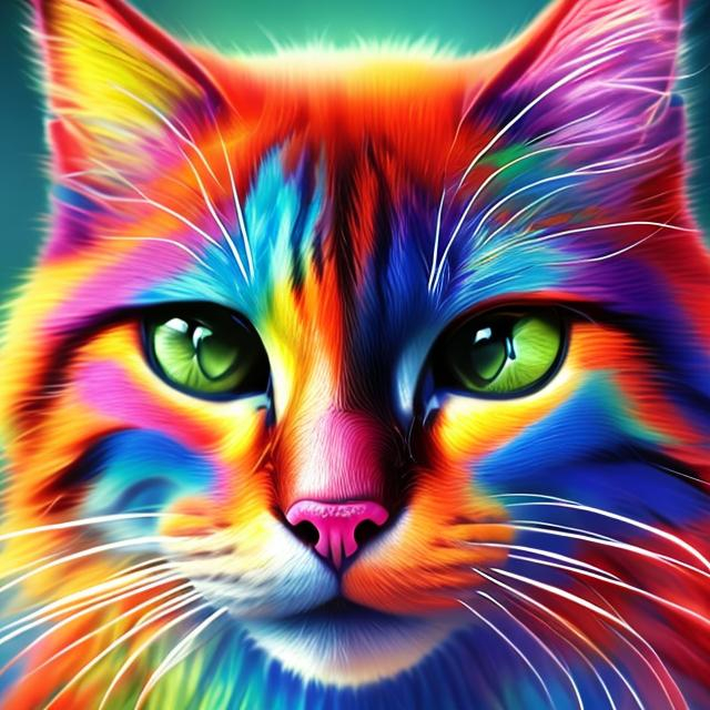 Vibrant Colour Ful Cat Realistic 4k 8k Full Body