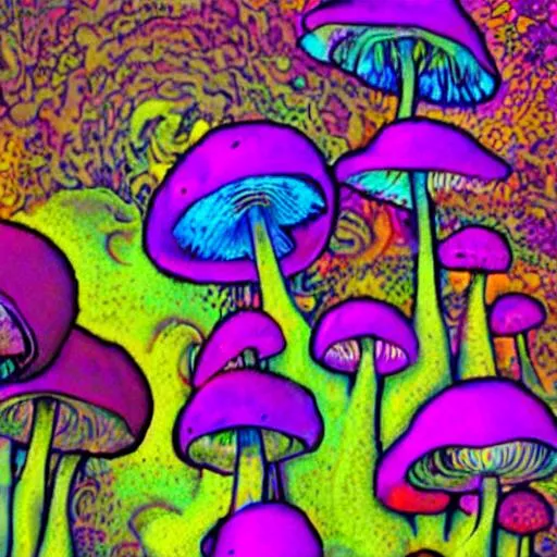 Prompt: Psychadelic mushroom hallucinations