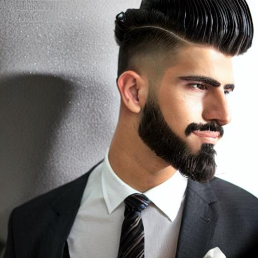 Latino Pompadour Fade Light Beard Stylish Suit Smirk 