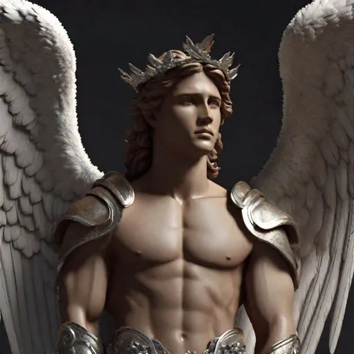 Prompt: 4k close up on Tough looking male angel with wings and a halo (detailed face)

