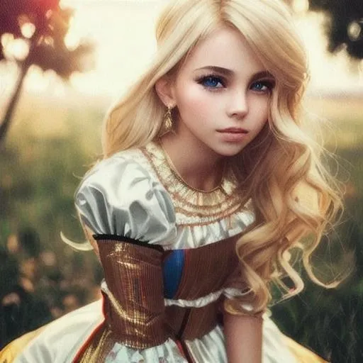 Prompt: young, light blonde hair, russian dress, perfect, symetric face, ultra realistic