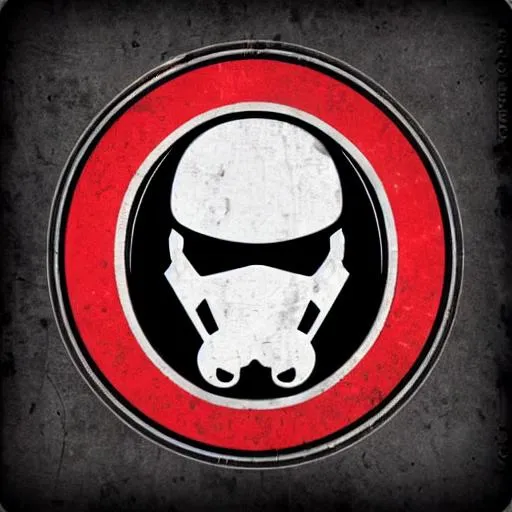 Prompt: sci fi military logo, gritty, black, red, skull, shield, star wars, gear, 
