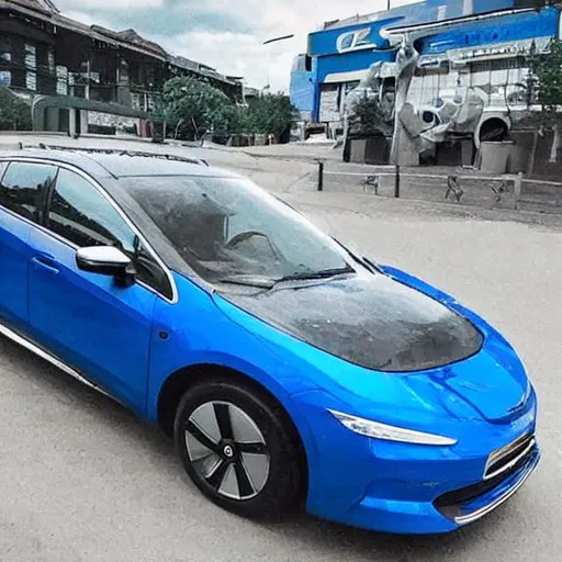 Prompt: Car electric blue
 