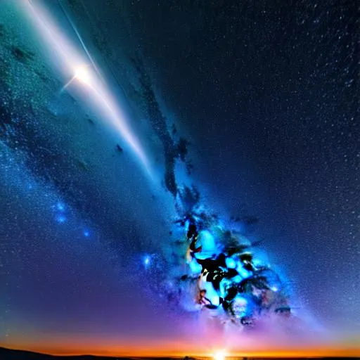 Prompt: long shot scenic professional photograph of a distant galaxy, perfect viewpoint, highly detailed, wide-angle lens, hyper realistic, with dramatic sky, polarizing filter, natural lighting, vivid colors, everything in sharp focus, HDR, UHD, 64K