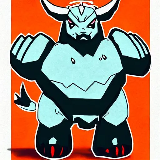 Prompt: Bull in Pokémon style