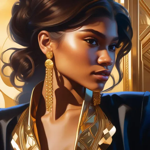 Prompt: zendaya in gold, third person, gameplay, gold atmosphere, cartoony style, extremely detailed painting by Greg Rutkowski and by Henry Justice Ford and by Steve Henderson 