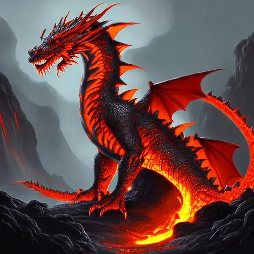 Prompt: lava dragon, digital art
