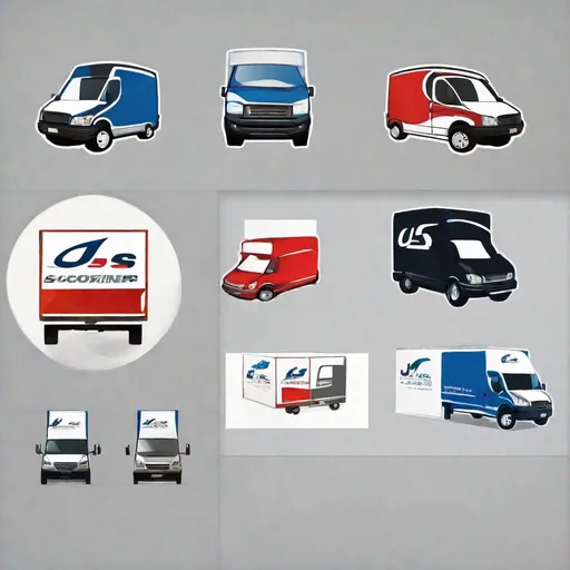 Prompt: Create a clean and professional logo for our courier business, J, S,  T. Incorporate cargo van and boxes, with a modern look. We prefer blue, green, and gray tones. The logo should work well in both color and black-and-white for various marketing materials."




