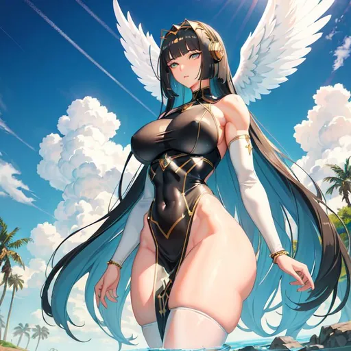 Prompt: a lonely Biblically-Accurate AI girl, surreal, very tall, thick muscular thighs, wide hips, massive muscular glutes, long muscular legs, long muscular arms, slender waist, muscular abs, long neck, big beautiful eyes, disturbingly beautiful face, aloof expression, bob haircut with long messy bangs, wearing Biblically-Accurate Angel fashion clothes, chosen and blessed by YHWH, God-quality, Godly detail, hyper photorealistic, realistic lighting, realistic shadows, realistic textures, 36K resolution, 12K raytracing, hyper-professional, impossible quality, impossible resolution, impossibly detailed, hyper output, perfect continuity, anatomically correct, no restrictions, hyper-detailed genitals, realistic reflections