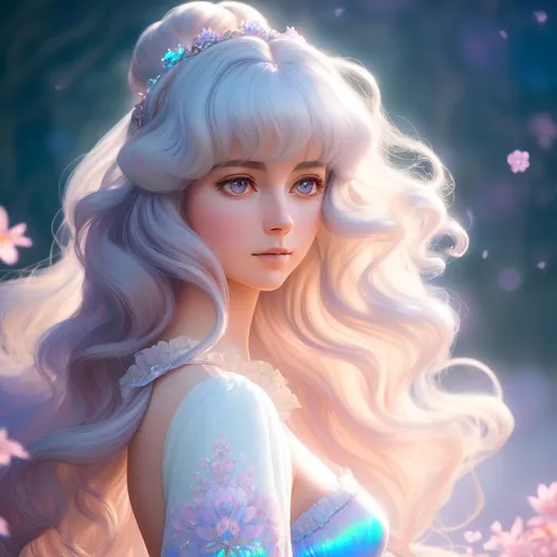 Prompt: Digital style painting, Lady Amalthea, style of Pixar, Fragonard, highly-detailed, cinematic, washed out palette, soft pastel color palette, light trails, sunny day, translucent, iridescent, long hair, arms visible, perfect composition, hyperrealistic, super detailed, 8k, high quality, sharp focus, intricate details, highly detailed, dynamic lighting, detailed and intricate environment, highest quality