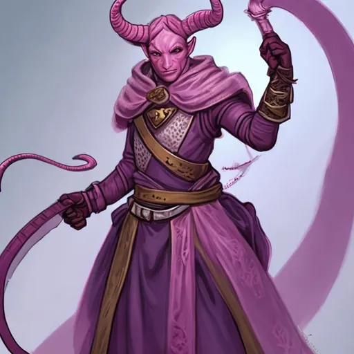 Prompt: A pink Tiefling Cleric
