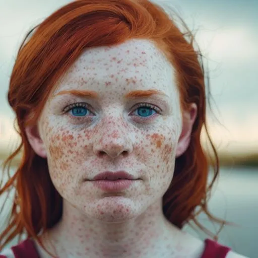 Prompt: detailed portait of a 30 year old irish red head female with freckles, photograph, focus, hyper realistic photograph, cinematic 4k epic detailed photograph shot on kodak detailed cinematic 