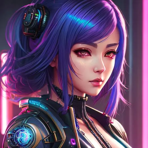 Prompt: Cyberpunk art, Lucy from Cyberpunk Edgerunners anime, front, soft skin, epic Instagram, artstation, hyperdetailed intricately detailed , unreal engine, intricate detail, splash screen, complementary colors, concept art, 8k, deviantart masterpiece, oil painting, heavy strokes, splash arts, dim lighting