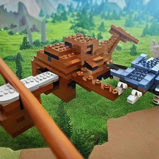 Prompt: Ark survival evolved, but its actually just a lego game
In Realistic v2