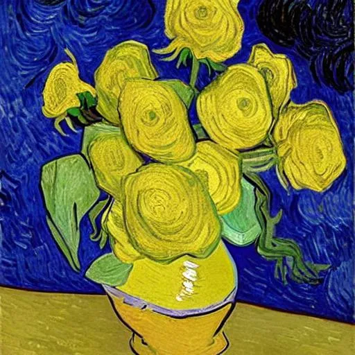 van gogh style painting of yellow roses | OpenArt