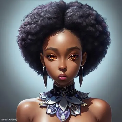 black girl, queen, anime Character Portrait, Symmetr... | OpenArt