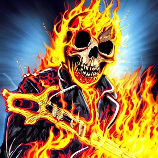 ghost rider, scary, electric guitar | OpenArt