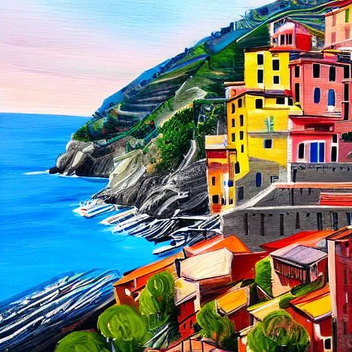 Prompt: painting of cinque terre Italy
