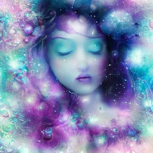 Prompt: fairy goddess, ethereal,dreamscape, cosmos, pale blue colors,closeup