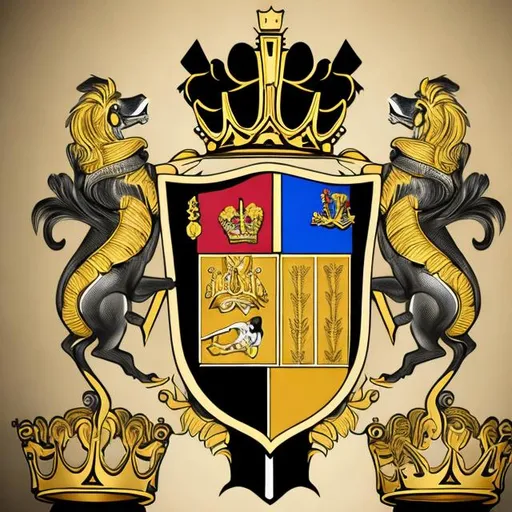 Prompt: Coat of arms, general-governor, crown, province, gold and black