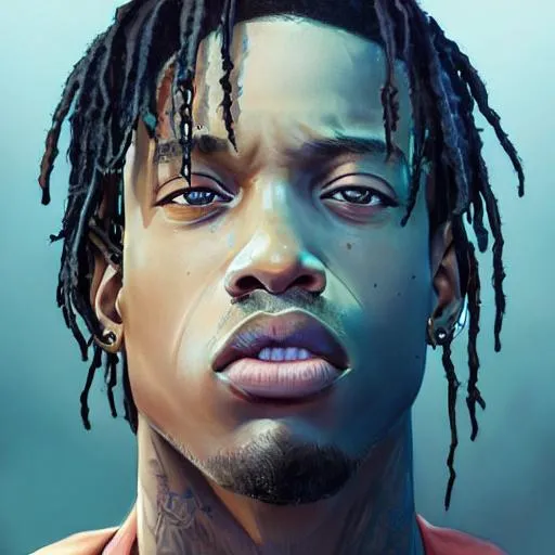 Prompt: Closeup face portrait of a {Travis Scott the rapper}, smooth soft skin,, beautiful intricate colored hair, symmetrical, anime wide eyes, soft lighting, detailed face, by makoto shinkai, stanley artgerm lau, wlop, rossdraws, concept art, digital painting, looking into camera 


