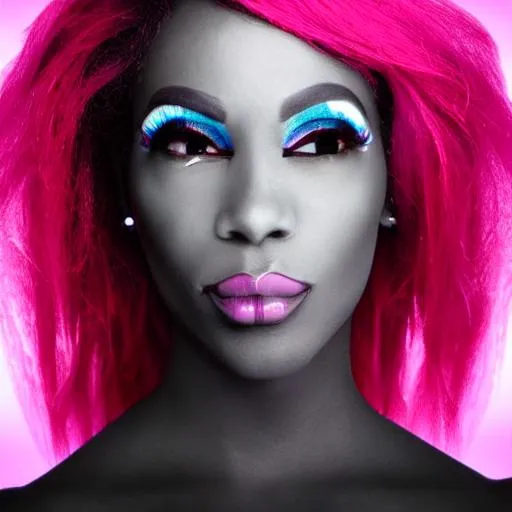 Black Trans Woman With Pink Hair Trippy Space Back Openart