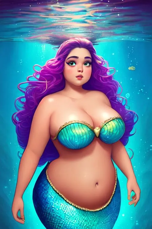 beautiful plus size mexican mermaid, large chest, cu