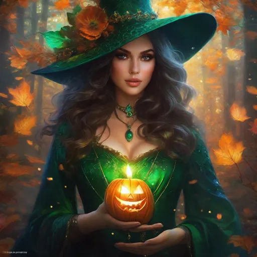 Prompt: anime halloween beautiful witch, in the style of photobashing, colorful neo-romanticism, emerald, melting pots, realistic oil paintings, aurorapunk, photo montage in the style of magali villeneuve, eve ventrue, realistic depiction of light, luminous pointillism, dazed, sultan mohammed, burned,charred --ar 9:16 --upanime --niji 5 --q 3 --v 5. 1 --style expressive --s 500