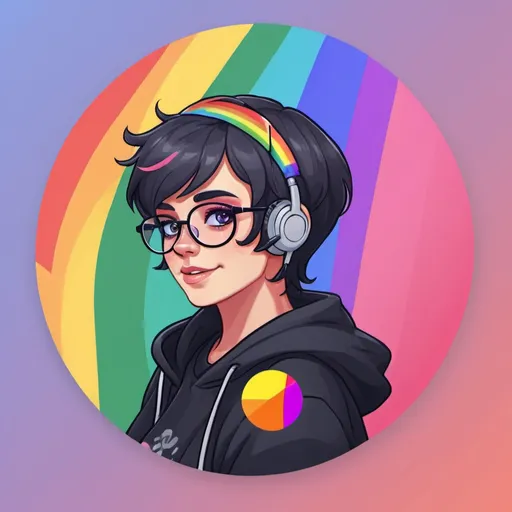 Prompt: Create a cover art for a discord shop selling digital items that has some LGBTQ colors to it.