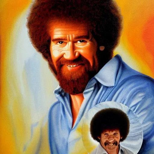 Prompt: Bob Ross painting of hell