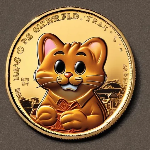 Prompt: garfield the cat coin, surprise me