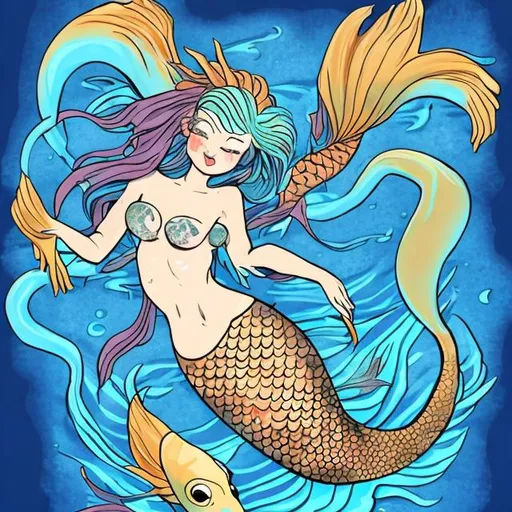 Prompt: koi-fish mermaid
