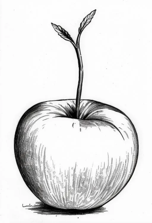 Prompt: Sketch for coloring of apple

