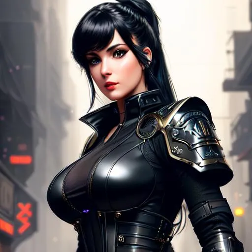 Prompt: hyperrealistic and detailed full-length portrait of gorgeous woman| black combat uniform| in dark neon alley| ((cyberpunk))| full body shot| photorealistic| sharp focus| digital art| concept art| by Vittorio Matteo Corcos and Albert Lynch| in ]Giger-style Steampunk City, finely detailed, intricate design, beautiful light, cinematic lighting, 4k, hyperrealistic, focused, unreal engine 5, cinematic, masterpiece, post-processing, 8k resolution, ultra-detailed --ar 9:16, nightfall