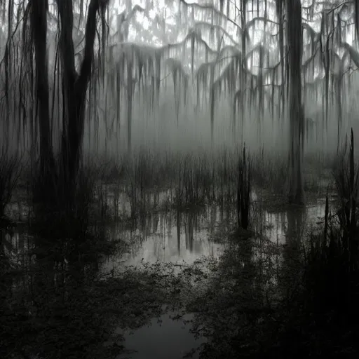 Prompt: Creepy swamp