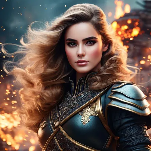 Prompt: create hig quality photograph of  beautiful female princes soldier with sunglasses on, explosion in background, extremely detailed face, extremely detailed environment, extremely detailed background, intricate, extremely detailed skin, natural colors , professionally color graded, photorealism, 8k, realistic, moody lighting, ambience lighting