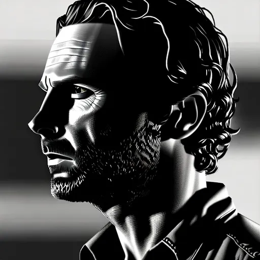 Prompt: Rick Grimes, Face, profile.