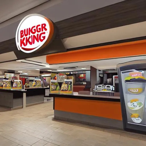 Prompt: burger king from inside and in 2d