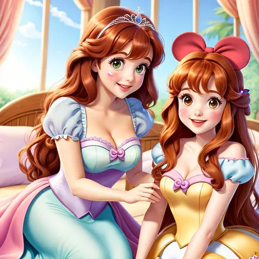 Prompt: two cute Disney princesses
