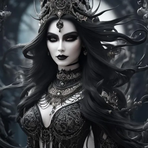 Portrait of Goddess of Death, a beautiful woman in a...