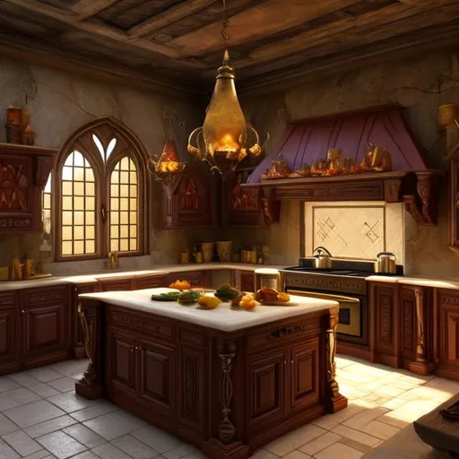 Prompt: fantasy, kitchen interior, UHD, HD, 8K, 