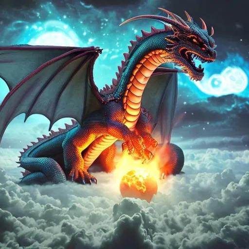 Prompt: Dragon destroying the world