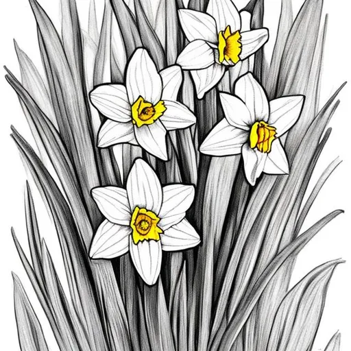 Prompt: Daffodil drawing  FOR COLORING BOOK